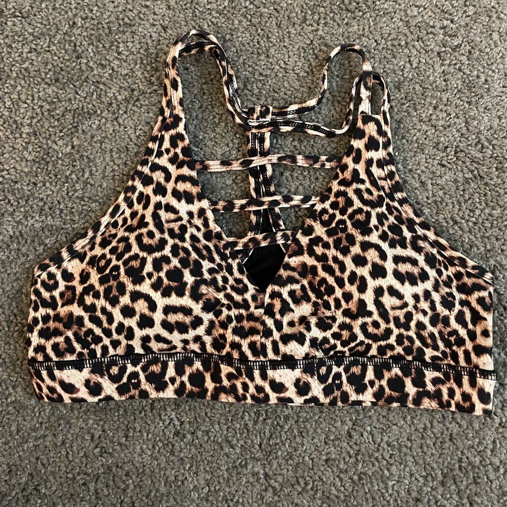Zyia Cheetah Strappy Grid Bra